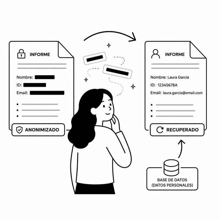 Document anonimitzat transformant-se en document amb dades personals recuperades